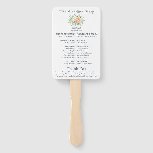 美しい花のウェディングプログラム ハンドファン (裏面)