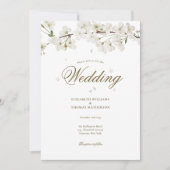 美しい花のウェディング 白い花の写真 招待状 (正面)