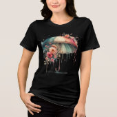 美しい花のエステティックカラフル傘 トライブレンドTシャツ (正面)