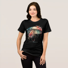 美しい花のエステティックカラフル傘 トライブレンドＴシャツ