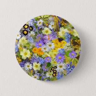 美しい花のカラフル列 缶バッジ