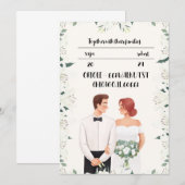 美しい花のクラシックな結婚式招待状 招待状 (正面/裏面)