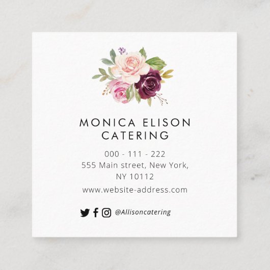 美しい花のケータリング名刺 スクエア名刺 (裏面)