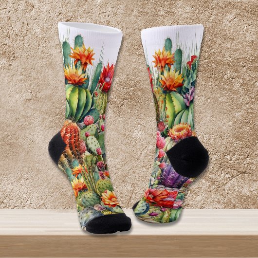美しい花のサボテン ソックス