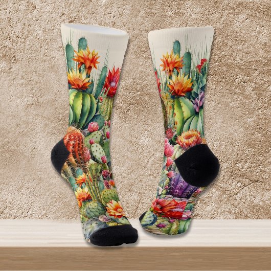 美しい花のサボテン ソックス
