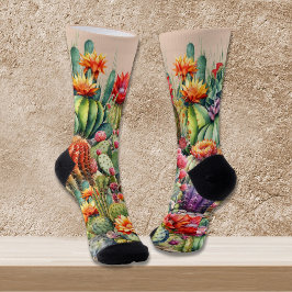 美しい花のサボテン ソックス