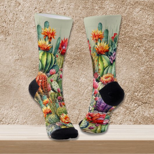 美しい花のサボテン ソックス