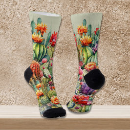 美しい花のサボテン ソックス