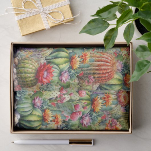 美しい花のサボテン 薄葉紙 (ギフト)