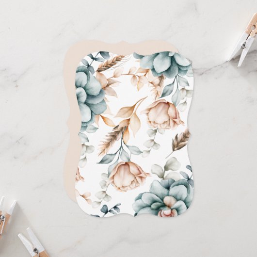 美しい花のシームレスパターン(ヴィンテージスタイル) 招待状 (正面/裏面インサイチュ)