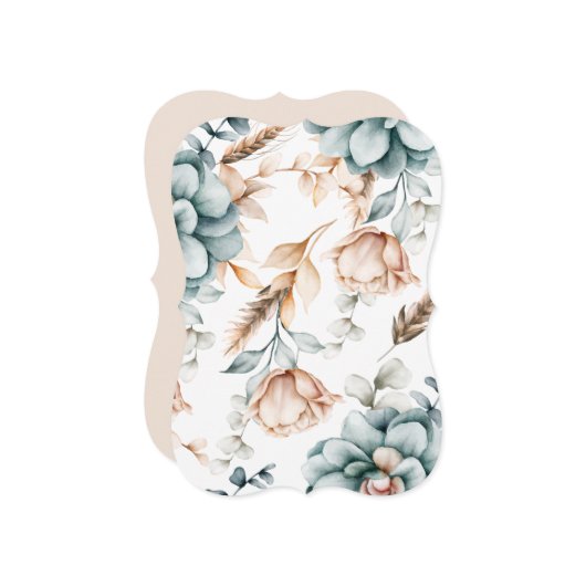 美しい花のシームレスパターン ヴィンテージ風 招待状 (正面/裏面インサイチュ)