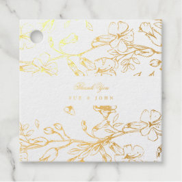 美しい花のスケッチ写真 ゴールド箔 フェイバータグ