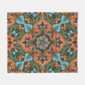 美しい花のダマスク・シームレスパターン フリースブランケット (正面(横))