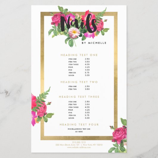 美しい花のネイルサロン ホワイト チラシ (正面)