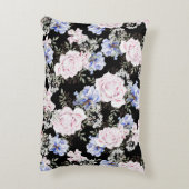 美しい花のパターンバラアイリスピンクブルー アクセントクッション (裏面(縦))