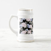 美しい花のパターンバラアイリスピンクブルー ビールジョッキ (左)