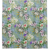 美しい花のパターンバラワイルドフラワーグリーン シャワーカーテン (正面)