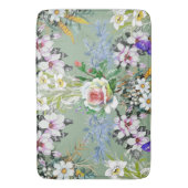 美しい花のパターンバラワイルドフラワーグリーン バスマット (正面縦)
