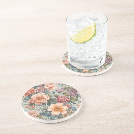 美しい花のビンテージの花の絵 コースター (側面)