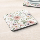 美しい花のピンクの模様 コースター (左側)