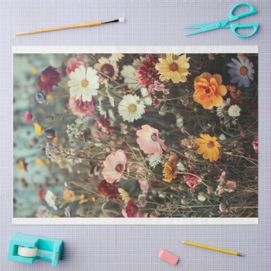 美しい花のフィールドとデイジーの分離 薄葉紙 (クラフト)