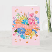 美しい花のフラワーボウquet マザーズデーの挨拶 カード (正面)