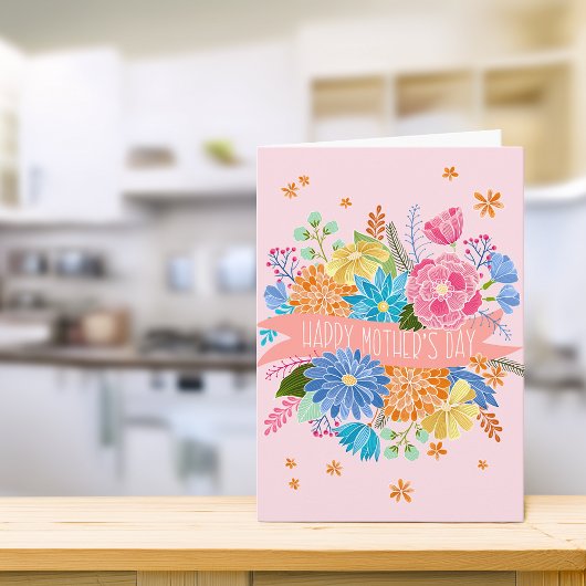 美しい花のフラワーボウquet マザーズデーの挨拶 カード