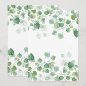 美しい花のフレームの葉 招待状 (正面/裏面)