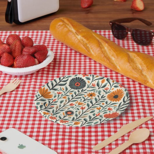 美しい花のプレート ペーパープレート (ピクニック)