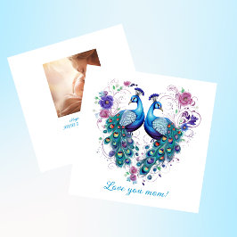 美しい花のペアのクジャク ママ愛してる シーズンカード