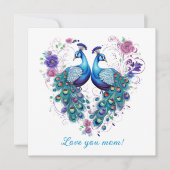 美しい花のペアのクジャク 愛してる ママ シーズンカード (正面)