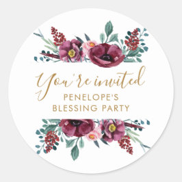 美しい花のマザーズブレッシング招待状 ラウンドシール
