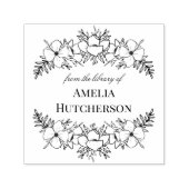 美しい花のラインアートブックプレート セルフインキングスタンプ (デザイン)