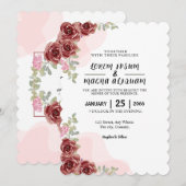 美しい花のリースの招待状カードデザイン 招待状 (正面/裏面)