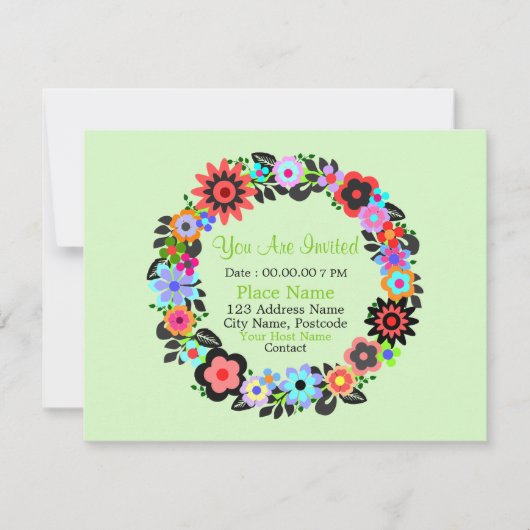 「美しい花のリーススタイル」招待カード 招待状 (正面)