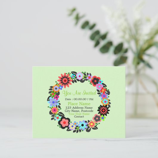 「美しい花のリーススタイル」招待カード 招待状 (スタンド正面)