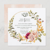 美しい花のリース（ゴールド） 招待状 (正面/裏面)