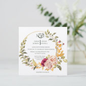 美しい花のリース（ゴールド） 招待状 (スタンド正面)