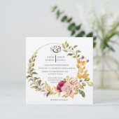 美しい花のリース（ゴールド）招待状 招待状 (スタンド正面)