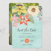 美しい花の写真 保存日カード セーブザデート (正面/裏面)