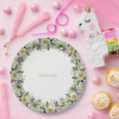 美しい花の冠のリース（紫と白） ペーパープレート (パーティー)