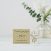 美しい花の十字の名刺を持つタン 名刺 (スタンド正面)