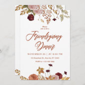 美しい花の友人感謝祭ディナーの招待状 招待状 (正面/裏面)