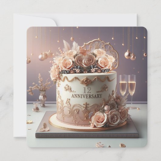 美しい花の周年ケーキのご挨 (正面)