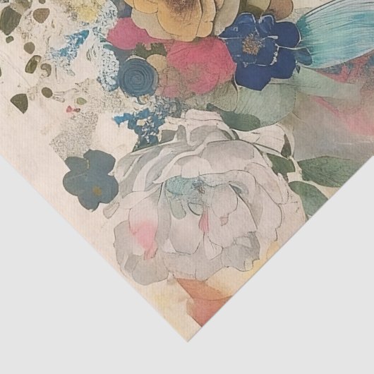 美しい花の女性のコラージュの切り離し 薄葉紙 (詳細)