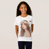 美しい花の少女アニメ - ソフトパステル美学 Tシャツ (正面フル)