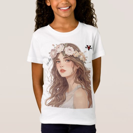 美しい花の少女アニメ - ソフトパステル美学 Tシャツ (正面)