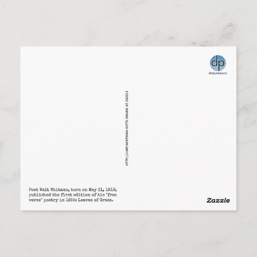 美しい花の庭：引用文by Whitman ポストカード (裏面)