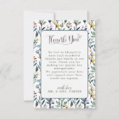 美しい花の手書きスクリプトのウェディング サンキューカード (正面)