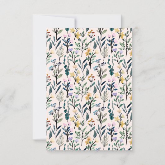 美しい花の手書きスクリプトメッセージ サンキューカード (裏面)